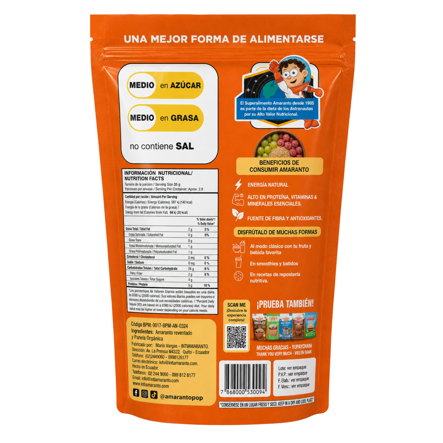 Amaranto Pop con Panela Orgánica - Imagen 2